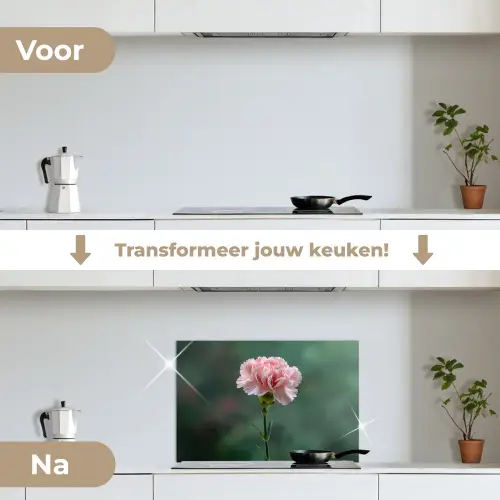 Anjer - Roze - Bloemblaadjes keuken achterwand spatscherm klein -voor_na_NL