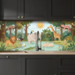 Jungle - Oase - Dieren - Kleurrijk keuken achterwand 2 middel -sfeer1