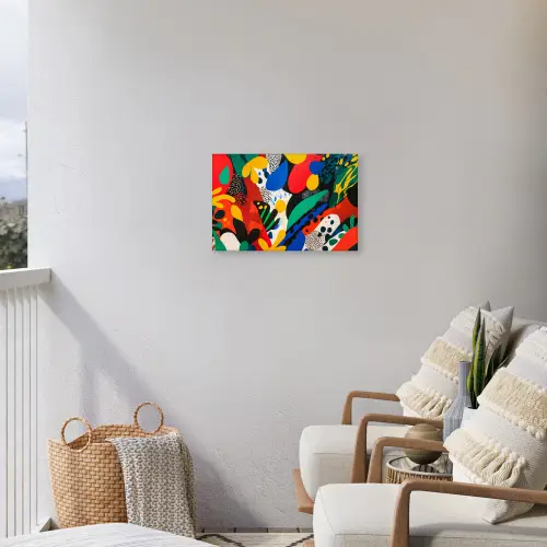 Abstract - Planten - Vormen - Kleurrijk Tuinposter op houten frame 2 cm dik klein -sfeer1