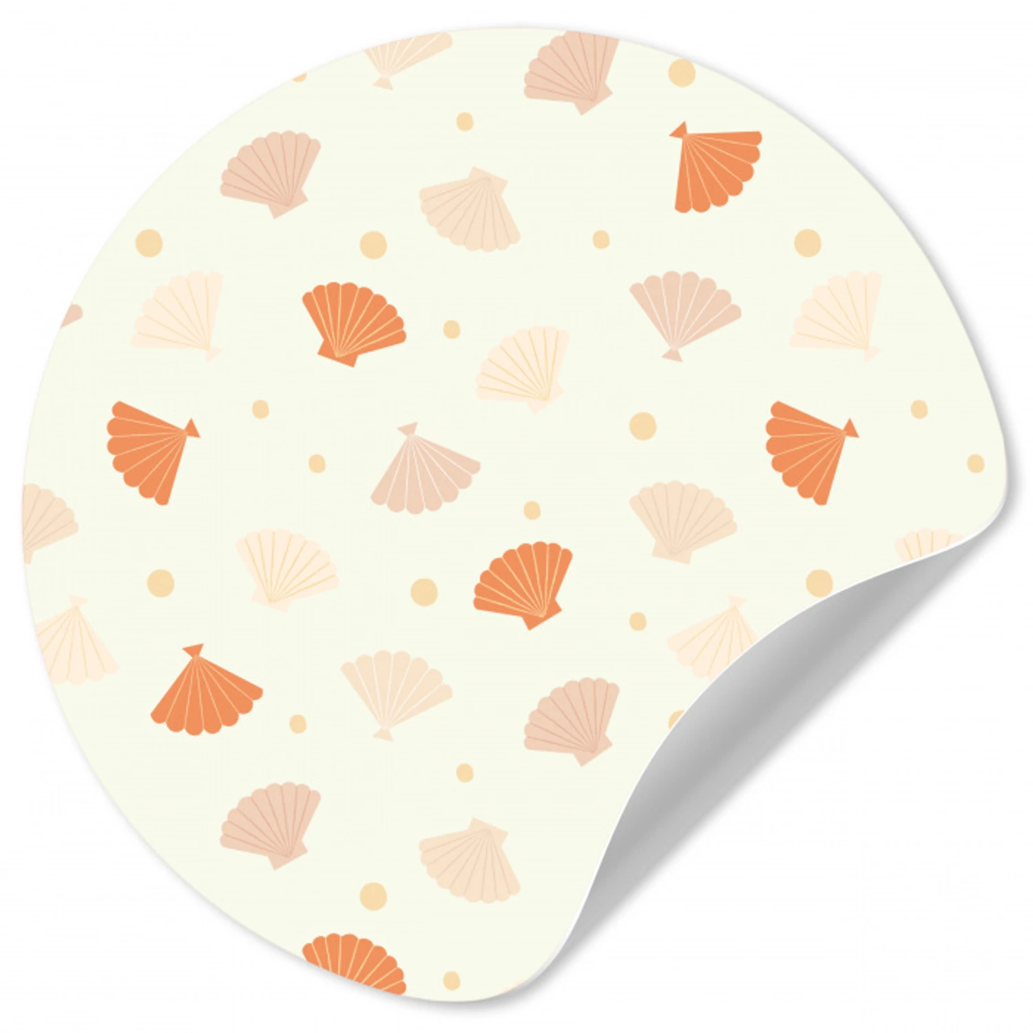 Zee - Dieren - Schelpen - Sinaasappel Wandcirkel behangsticker klein 186 -3d