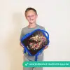 Eenhoorn en Bloemen op Zwarte Achtergrond Kinderrugzak - Blauw middel -sfeer1_NL