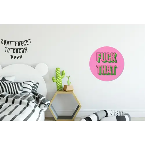 Tekst - Bold - Roze Wandcirkel aluminium klein -kinderkamer