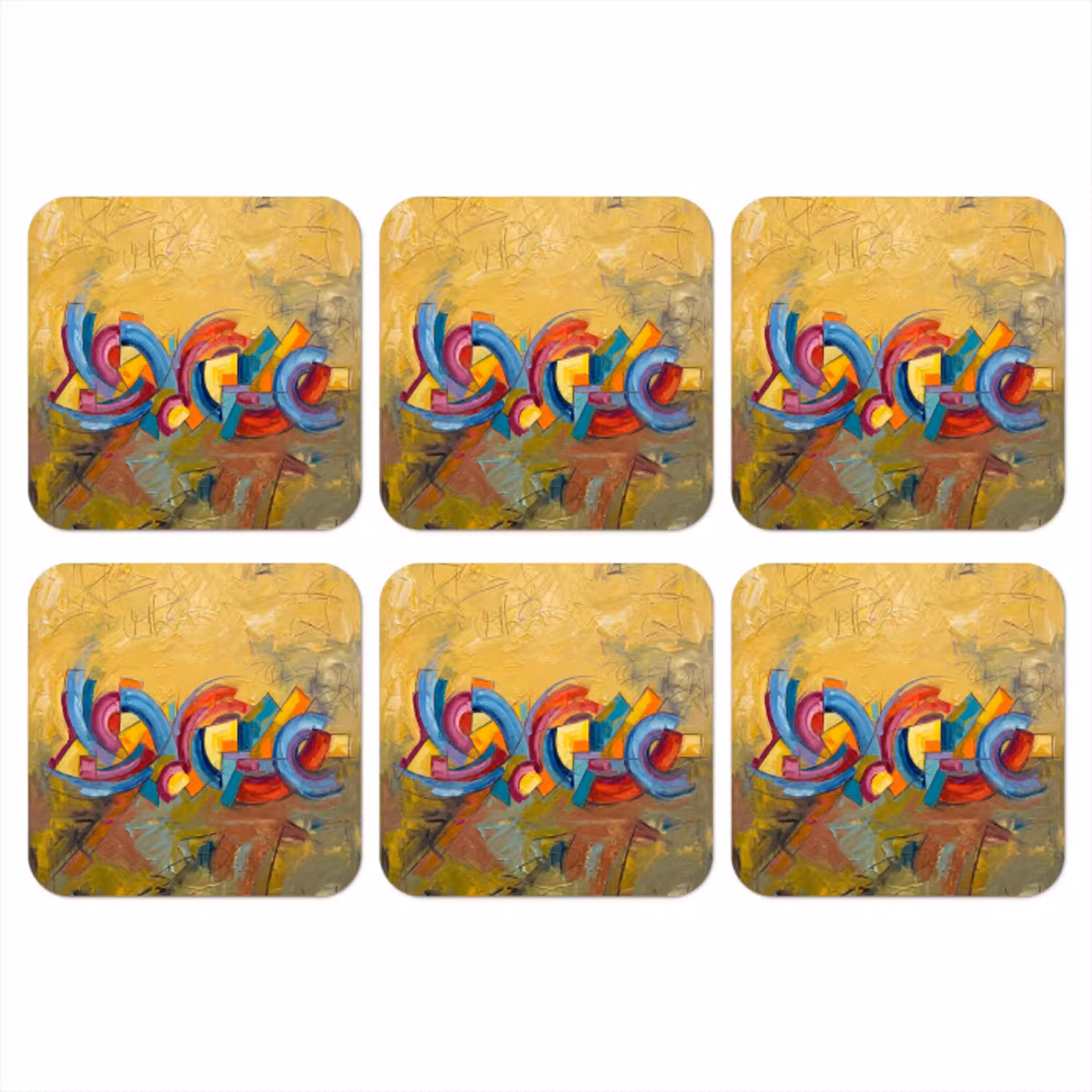 Abstract - Cirkels - Schilderij - Kleurrijk - Dynamisch onderzetter kurk middel -3d