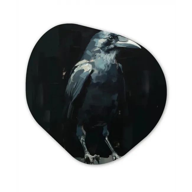 Raaf - Vogels - Zwart Wandcirkel Organisch Forex 3mm klein -3d