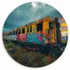 Graffiti - Trein - Street art - Verlaten Wandcirkel kunststof plaat 5mm dik klein -3d