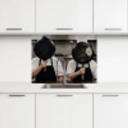 Koks - Koekenpannen - Keuken keuken achterwand 2 middel -3d