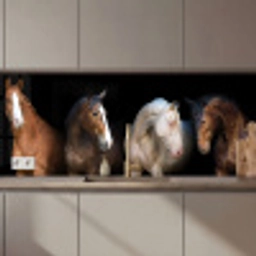 Paard - Dieren - Zwart keuken achterwand 2 middel zz_3dshopping