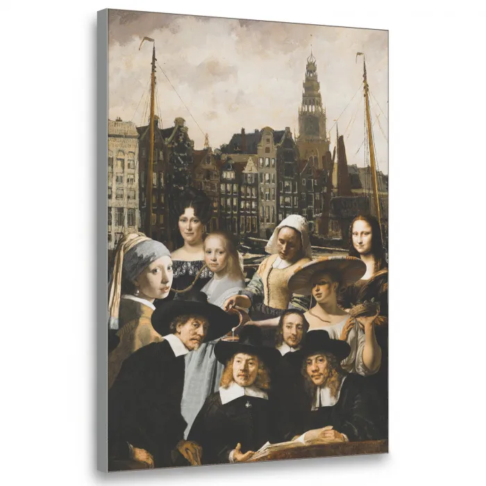 Schilderij - Oude Meesters - Collage Textielframe zilver middel -3d