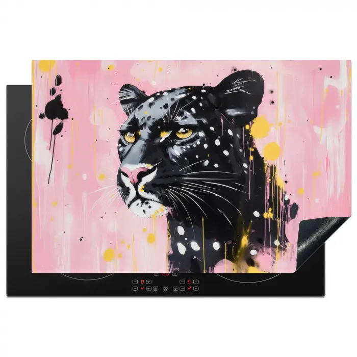 Zwart - Panter - Roze - Abstract Inductie beschermer vinyl 3mm klein -3d