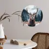 Hert - Winter - Hertenkop - Sneeuw - Gewei Wandcirkel behangsticker klein -sfeer3