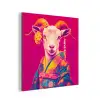 Geit - Hoorns - Kimono - Kleurrijk aluminium wit klein -3d