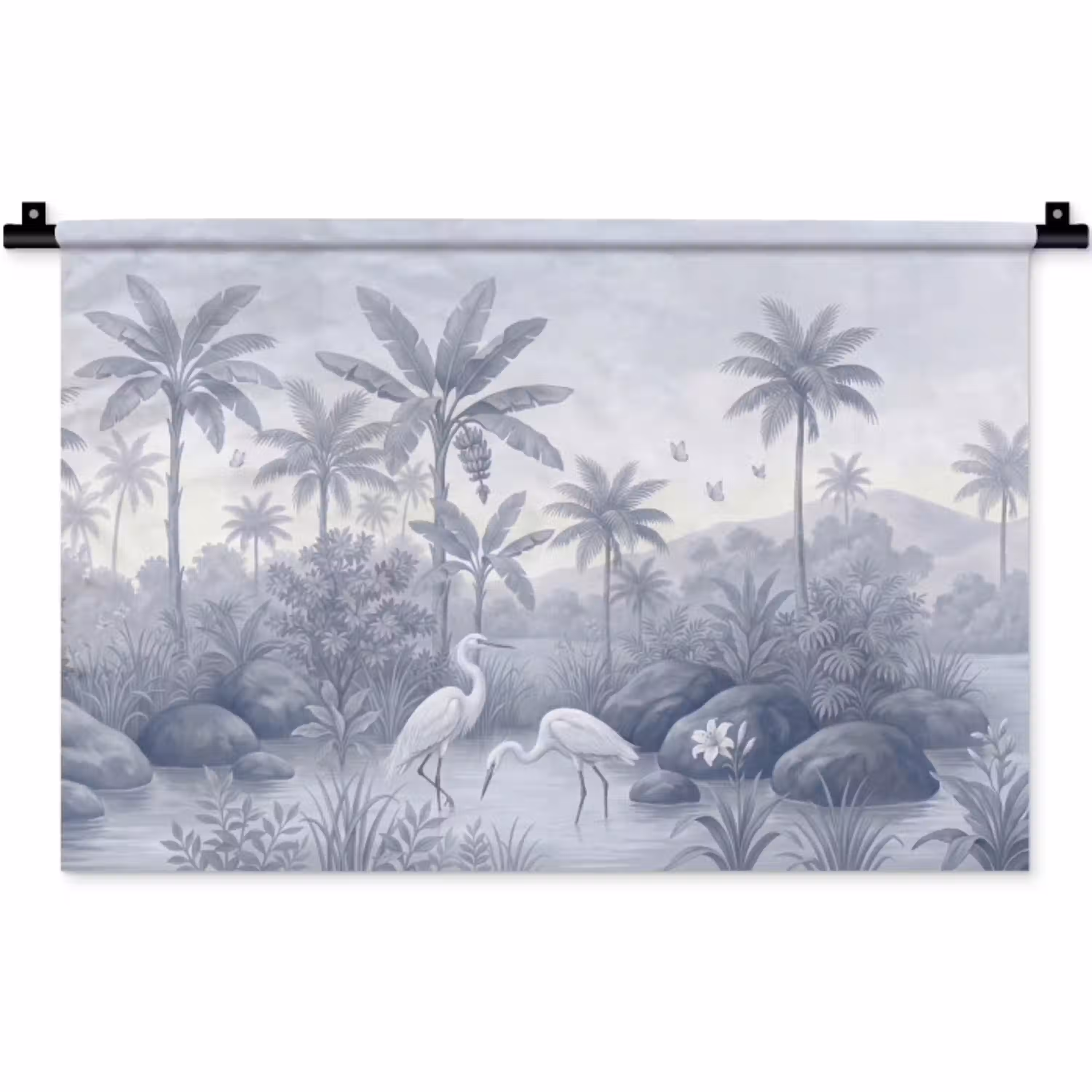 Vogel - Water - Tropisch - Natuur - Blauw Wandkleed katoen klein -zz3d