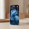 Bloemen - Zwart - Blauw - Modern Telefoonhoesje iPhone 17 Pro klein -sfeer2