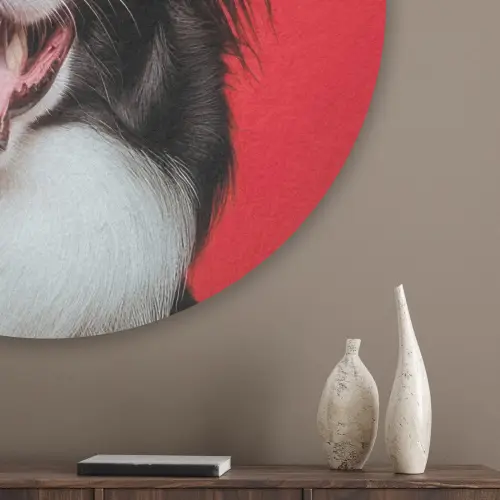 Hond - Hartjesbril - Loveyou - Rood Akoestische PET Vilt - Rond klein -sfeer5_closeup