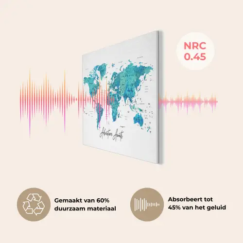 Wereldkaart - Blauw - Kleurrijk PET vilt klein -USP_NL