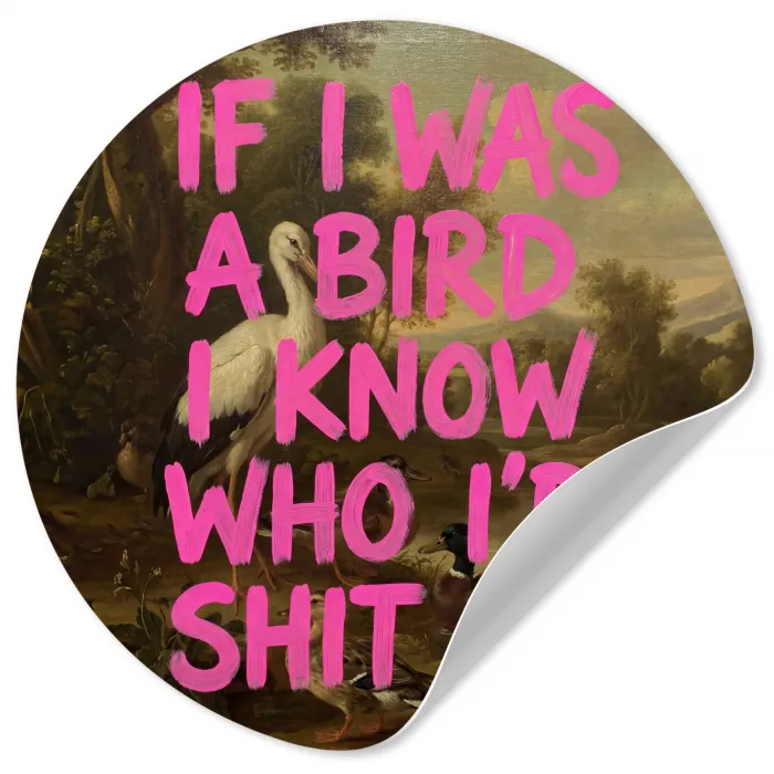 Klassiek - Humor - Roze Wandcirkel behangsticker klein -3d