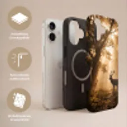 Hert - Bos - Mistig - Natuur - Goud Toughcase MagSafe Apple iPhone 17 klein -USP_Lagen_DE