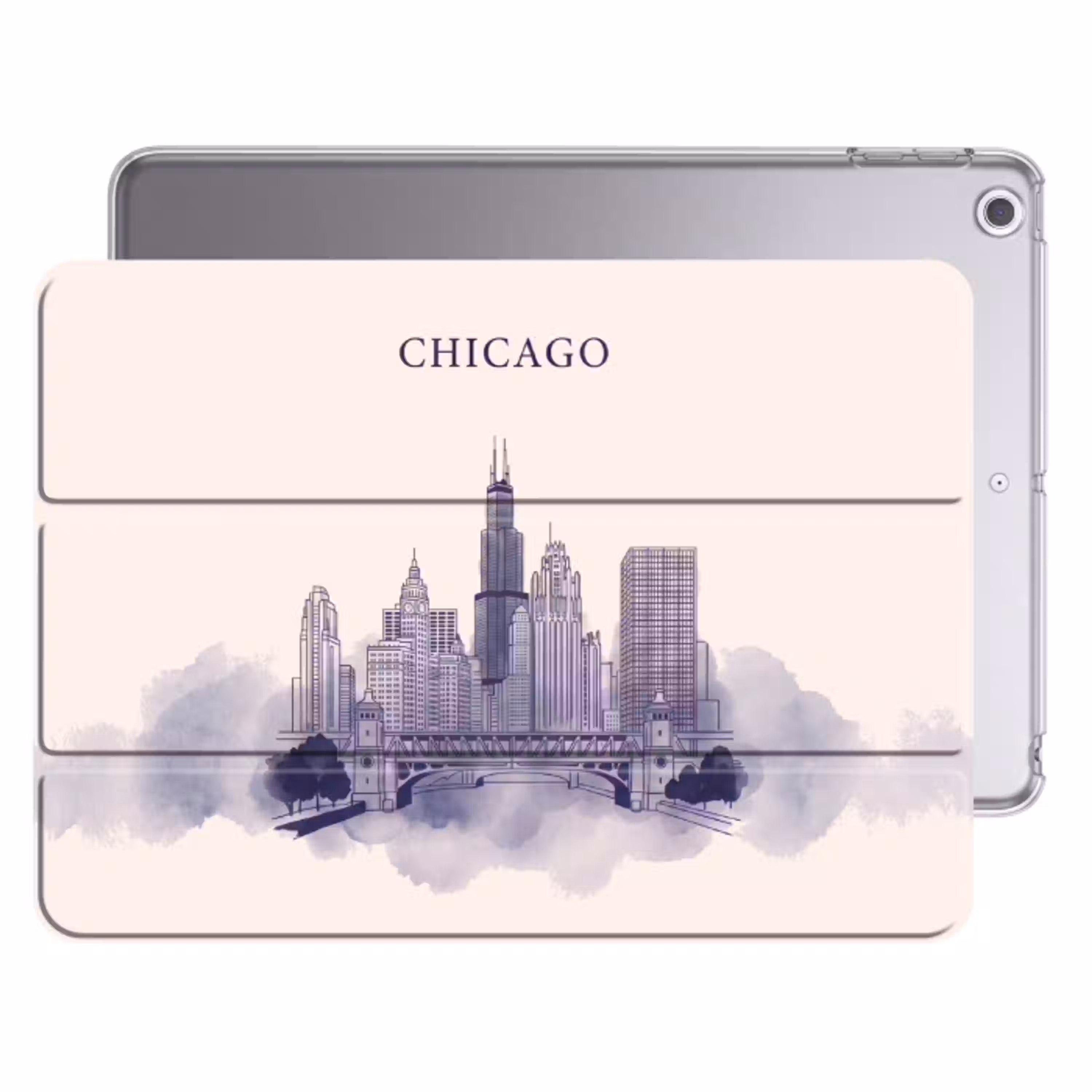 Stad - Skyline - Architectuur - Lijntekening - Blauw Apple iPad 2017 middel -threedimensional_3d_global