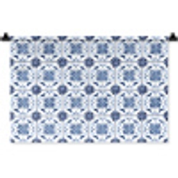 Patroon - Tegel - Blauw Wandkleed katoen klein 269 -zz3d
