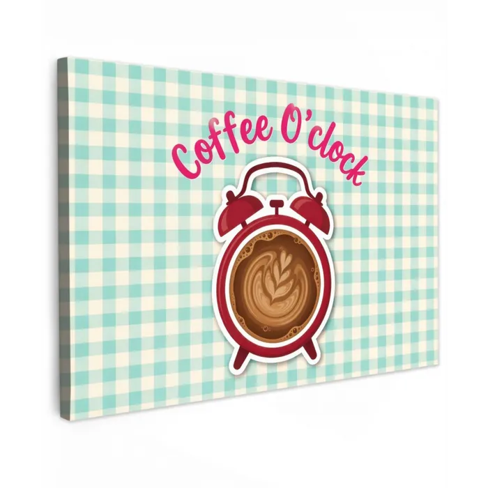 Koffie - Klok - Groen Tuinposter op houten frame 2 cm dik klein -3d