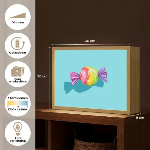 Blauw - Snoep - Regenboog Light Box met batterij (Wandlamp) middel -USP_websiteoverzichtNL