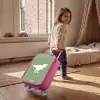 Groen met T-rex dino Kinderkoffer - Roze klein -sfeer1