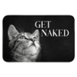 Kat - Dieren - quote - Get naked - Zwart Badmat klein -3d