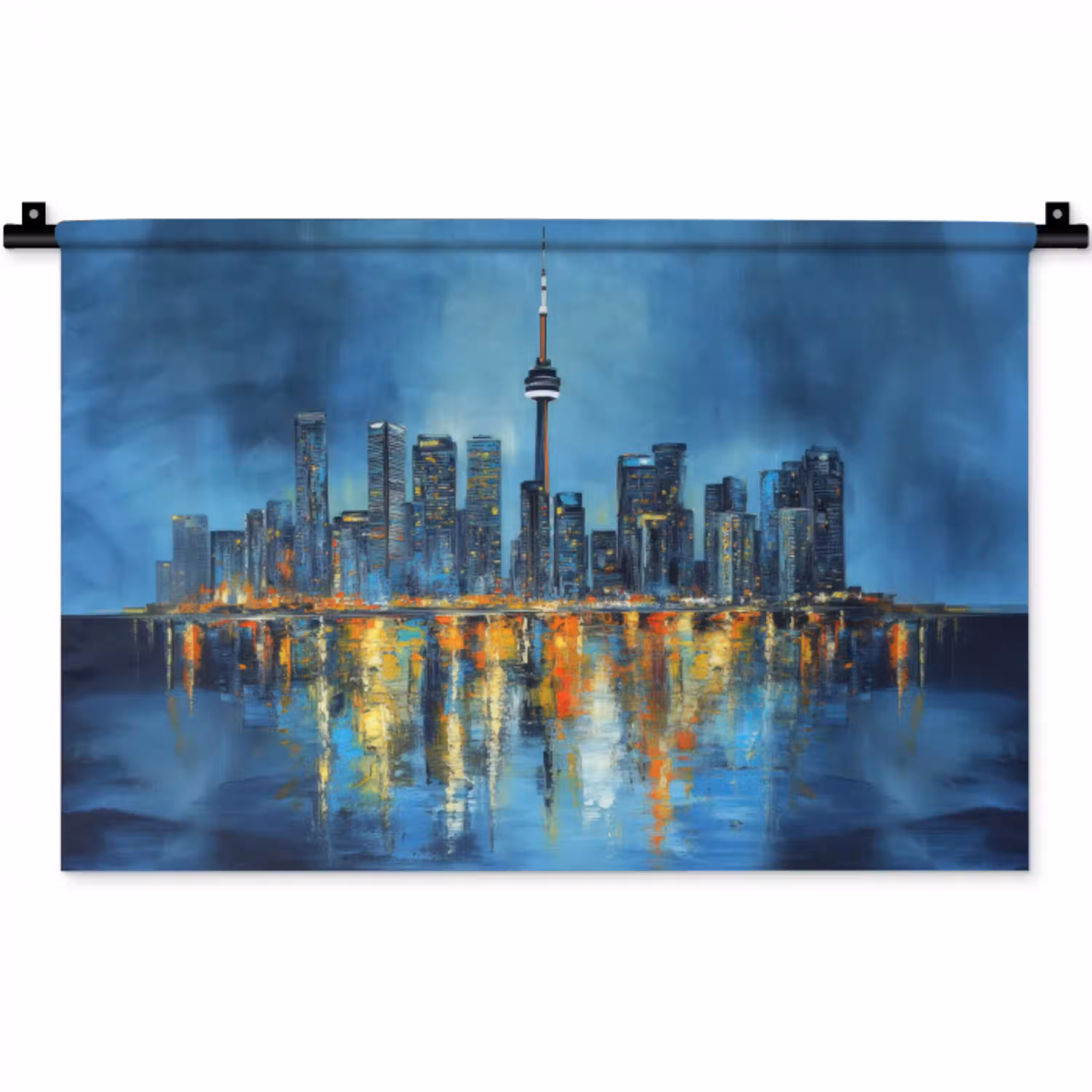 Skyline Toronto - Water - Stadslichten - Toren Wandkleed katoen klein -zz3d