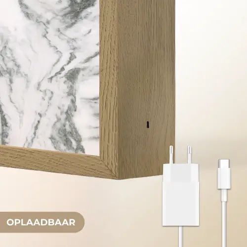 Wit - Marmer - Golvend - Grafiet Light Box met batterij (Wandlamp) middel 907 -USP_websiteoplaadbaarNL