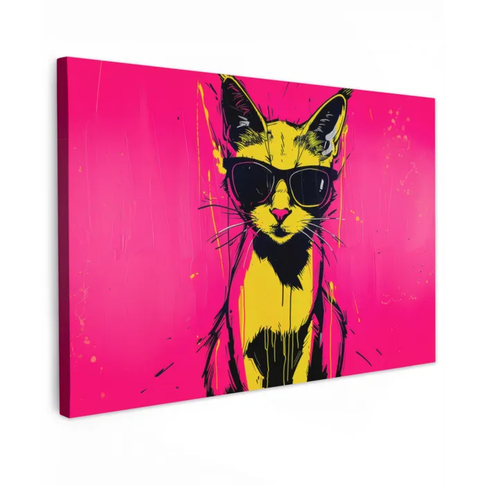 Kat - Art - Zonnebril - Roze canvas 2cm klein -z3d
