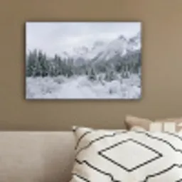 Weg - Bergen - Sneeuw - Naaldbos - Avontuurlijk canvas 2cm klein -sfeer3