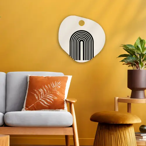 Minimalistisch - Zwarte boog - Gouden cirkel Wandcirkel Organisch Forex 3mm klein -sfeer4