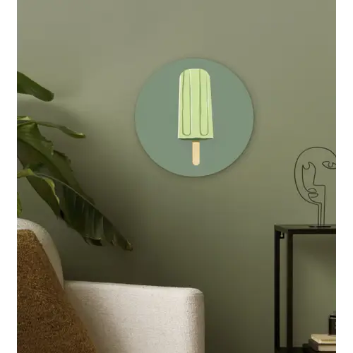 Groen - Waterijsje - Stokje - Illustratie Wandcirkel kunststof plaat 5mm dik klein -sfeer3