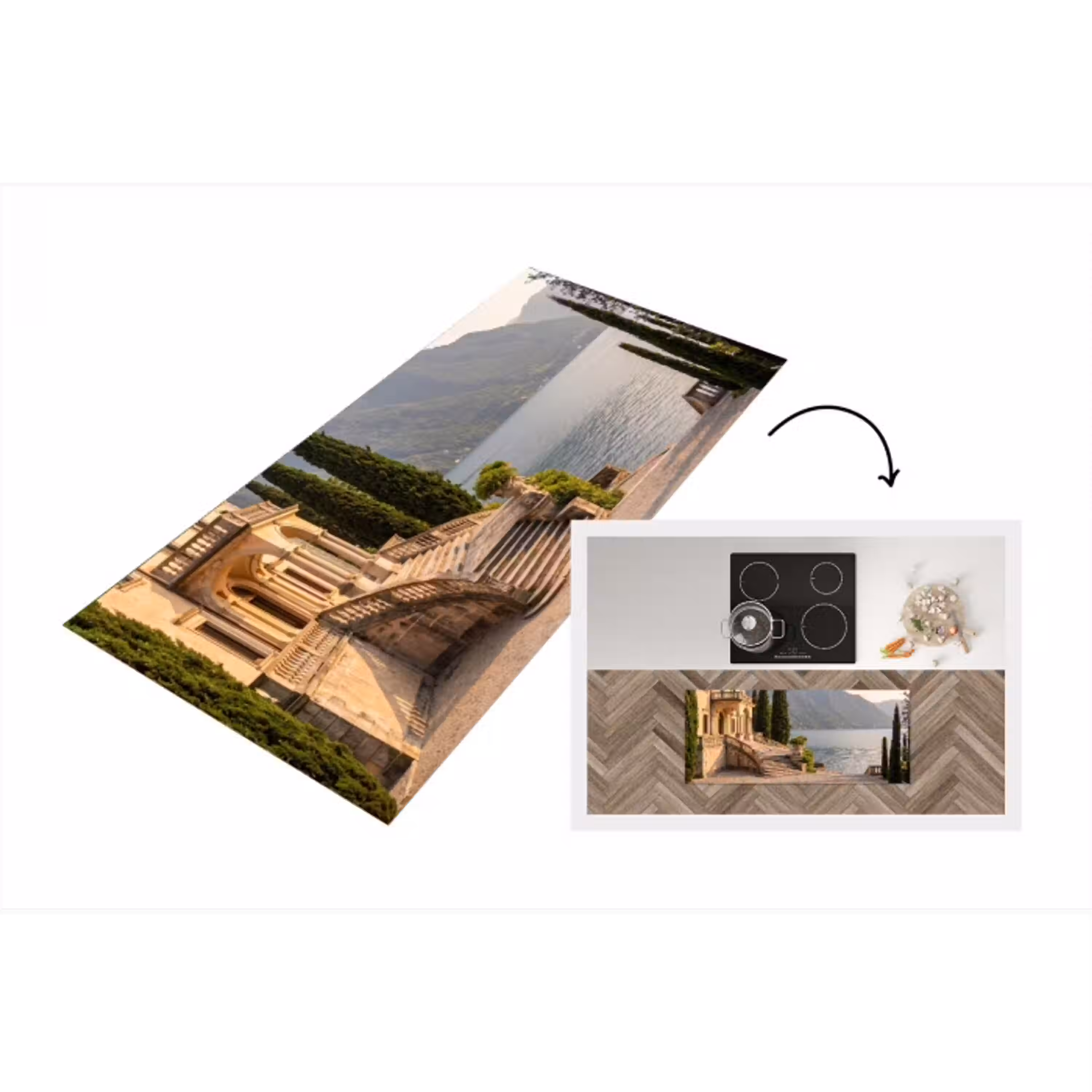 Villa - water -trappen Keukenloper - keukenmat middel -3d