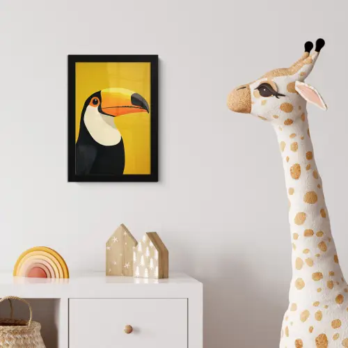 Toekan - Minimalistisch - Snavel - Oranje fotolijst zwart zonder passe partout klein -usfeer4_kinderkamer