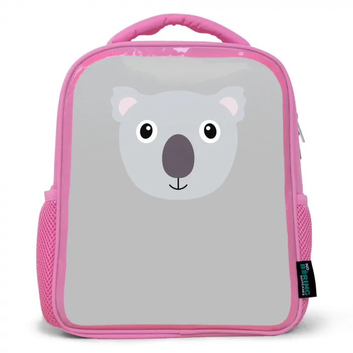 Dierenportret - Koala - grijs Kinderrugzak - Roze middel -3d