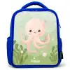 Roze octopus met een lach Kinderrugzak - Blauw middel -3d