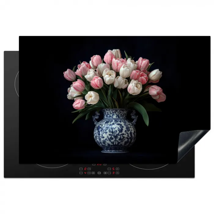 Bloemen - Roze - Tulpen - Vaas Inductie beschermer vinyl 3mm klein -3d