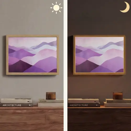 Abstract - Heuvels - Landschap - Paars Light Box met batterij (Wandlamp) middel -sfeer3