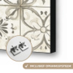 Antiek - Tegel - Beige Textielframe zwart klein 947 -USP_ophangsysteemNL