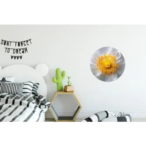 Wit - Bloem - Elegant Wandcirkel aluminium klein -kinderkamer