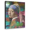 Meisje met de parel - Johannes Vermeer - Neon Textielframe zwart klein -3d