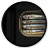 Sardines - Blik - Zwart - Vissen Fotolijst rond zonder passe partout klein -3d