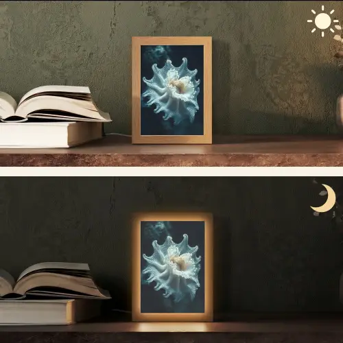 Zeewezen - Wit - Golven - Water Light Box met kabel (Tafellamp) klein -sfeer3