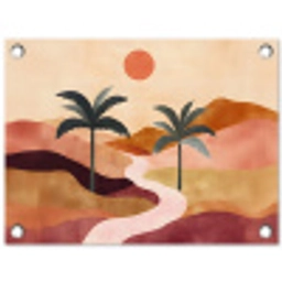 Heuvels - Palmbomen - Abstract tuinposter los doek klein -3d