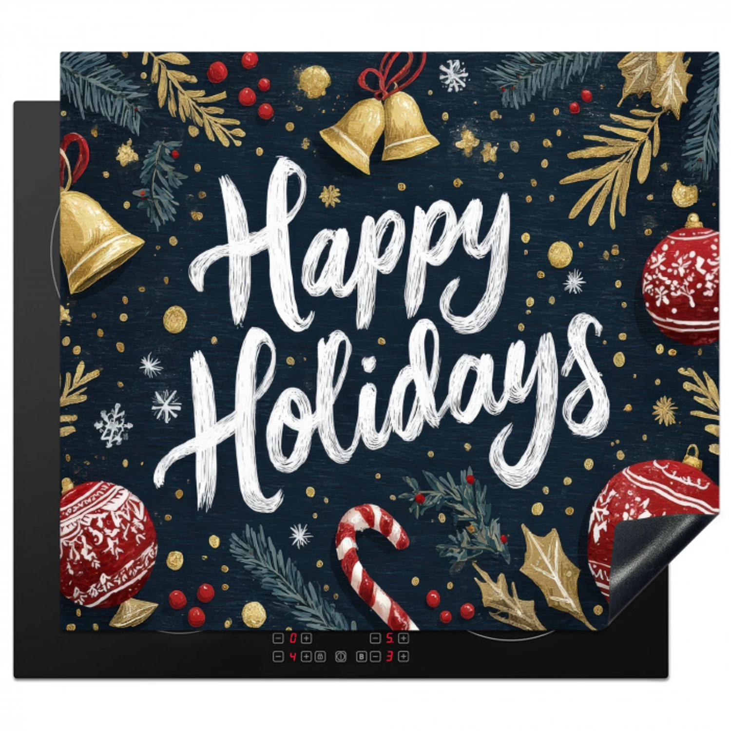 Feestelijk - Kerstgroet - Kleurrijk Inductie beschermer vinyl 3mm middel -3d