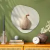 Knoflook - Natuurlijk - Beige Wandcirkel Organisch Plexiglas middel -sfeer2