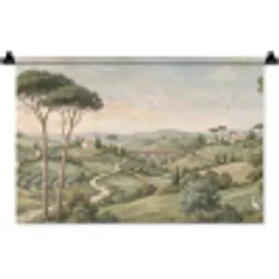 Landschap - Heuvels - Zandpad - Groen Wandkleed katoen klein -zz3d