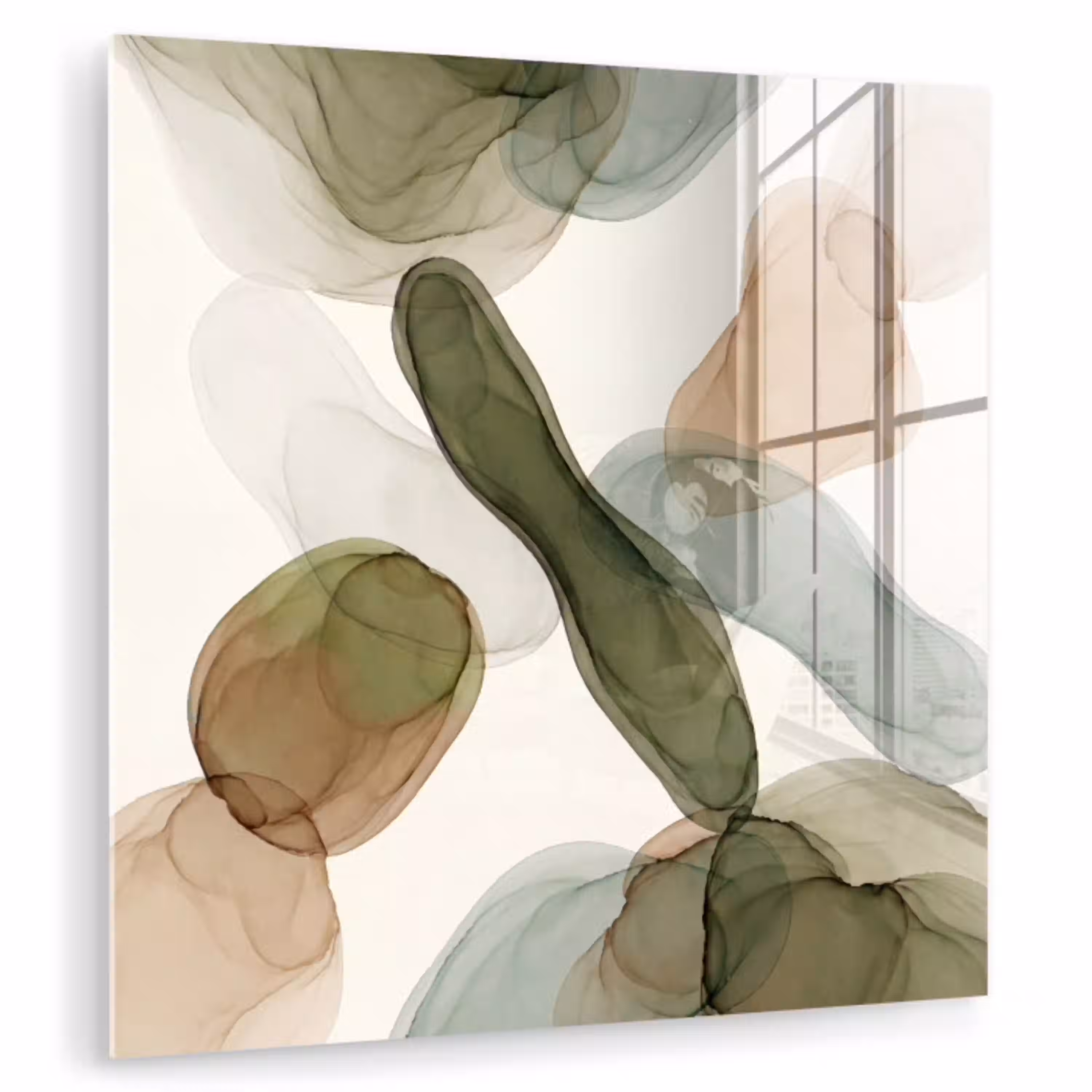 Abstract - Vormen - Modern - Kunst - Groen - Bruin plexiglas 5mm klein -zzzproduct_nieuw