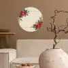 Kerst - Poinsettia - Omlijsting - Kleurrijk Wandcirkel behangsticker klein -sfeer1